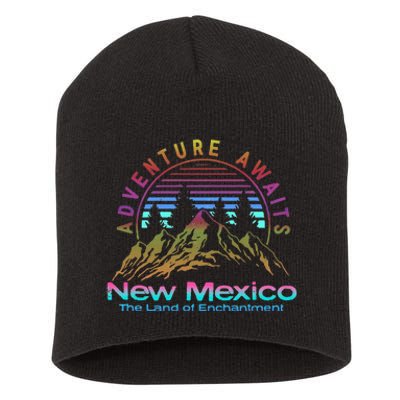 New Mexico State Retro Vintage Outdoors & NM Mountains Short Acrylic Beanie