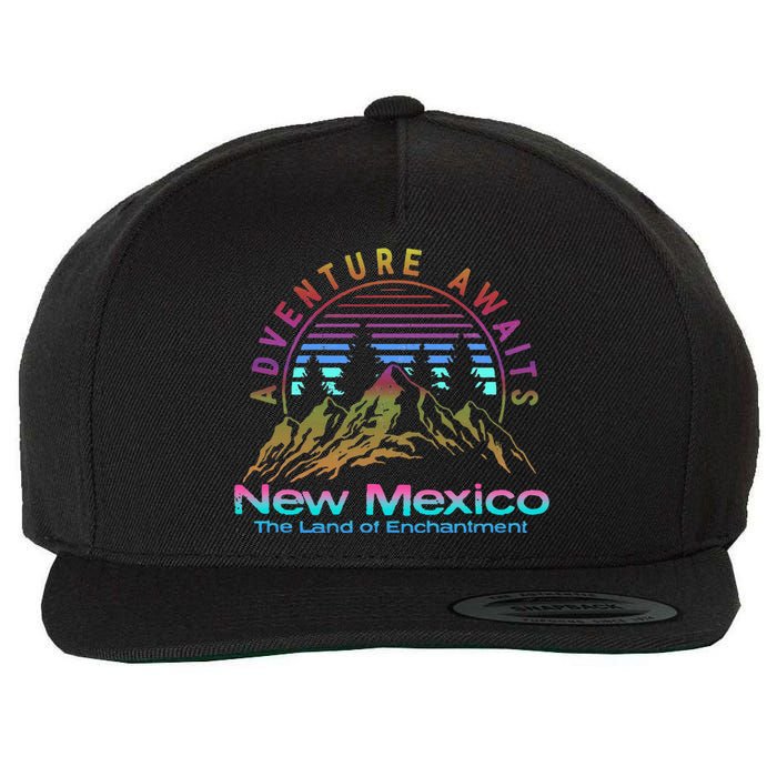 New Mexico State Retro Vintage Outdoors & NM Mountains Wool Snapback Cap