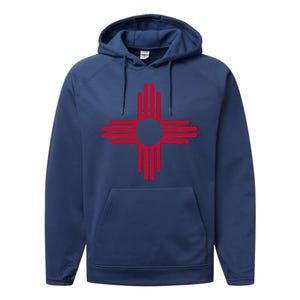 New Mexico State Flag Zia Sun Symbol Performance Fleece Hoodie