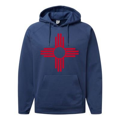 New Mexico State Flag Zia Sun Symbol Performance Fleece Hoodie