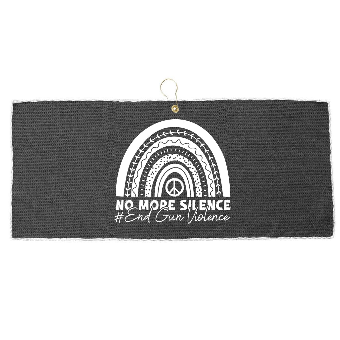 No More Silence End Gun Violence Awareness Day Wear Orange Large Microfiber Waffle Golf Towel
