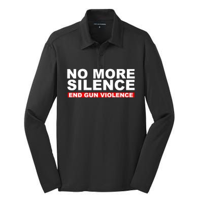 No More Silence End Gun Violence Anti Gun Silk Touch Performance Long Sleeve Polo