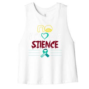 No More Sexual Assault Awareness Gift Teal Ribbon Gift Women's Racerback Cropped Tank