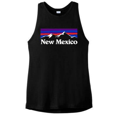 New Mexico State Retro Vintage Outdoors & Nm Mountains Ladies PosiCharge Tri-Blend Wicking Tank