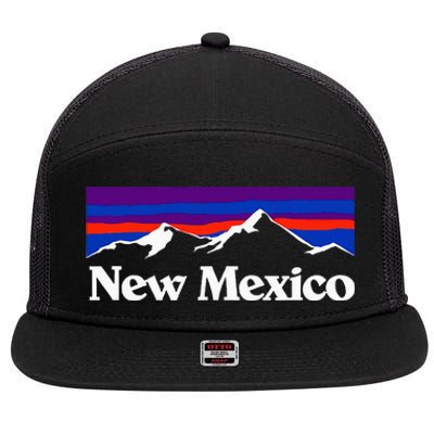 New Mexico State Retro Vintage Outdoors & Nm Mountains 7 Panel Mesh Trucker Snapback Hat