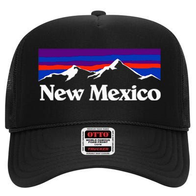 New Mexico State Retro Vintage Outdoors & Nm Mountains High Crown Mesh Back Trucker Hat