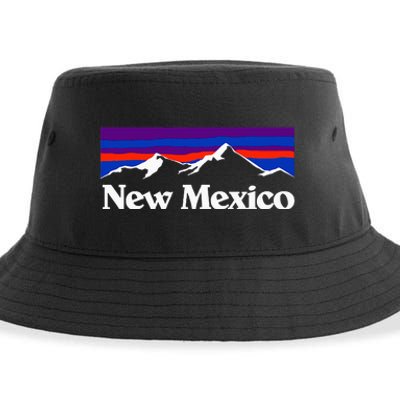 New Mexico State Retro Vintage Outdoors & Nm Mountains Sustainable Bucket Hat