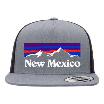 New Mexico State Retro Vintage Outdoors & Nm Mountains Flat Bill Trucker Hat