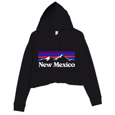 New Mexico State Retro Vintage Outdoors & Nm Mountains Crop Fleece Hoodie