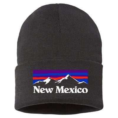 New Mexico State Retro Vintage Outdoors & Nm Mountains Sustainable Knit Beanie