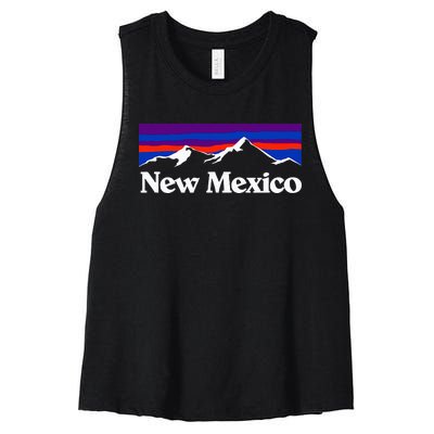 New Mexico State Retro Vintage Outdoors & Nm Mountains Women's Racerback Cropped Tank