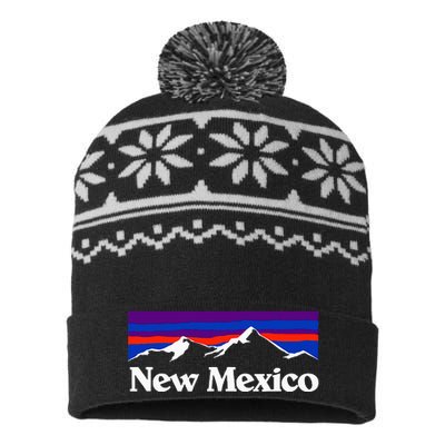 New Mexico State Retro Vintage Outdoors & Nm Mountains USA-Made Snowflake Beanie