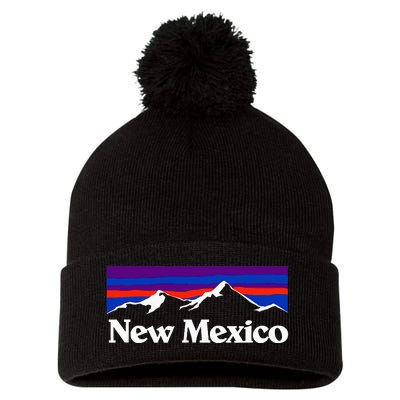 New Mexico State Retro Vintage Outdoors & Nm Mountains Pom Pom 12in Knit Beanie