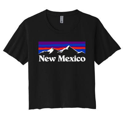 New Mexico State Retro Vintage Outdoors & Nm Mountains Women's Crop Top Tee