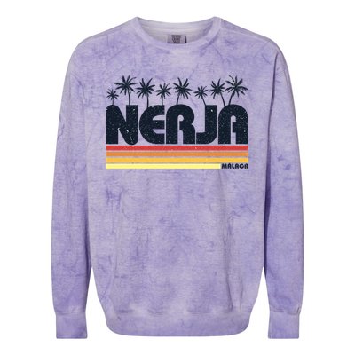 Nerja Malaga Spain Retro Tourism Gift Colorblast Crewneck Sweatshirt