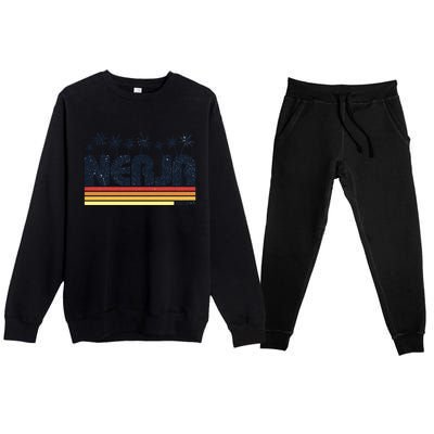 Nerja Malaga Spain Retro Tourism Gift Premium Crewneck Sweatsuit Set