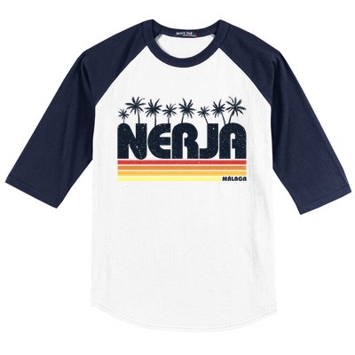 Nerja Malaga Spain Retro Tourism Gift Baseball Sleeve Shirt