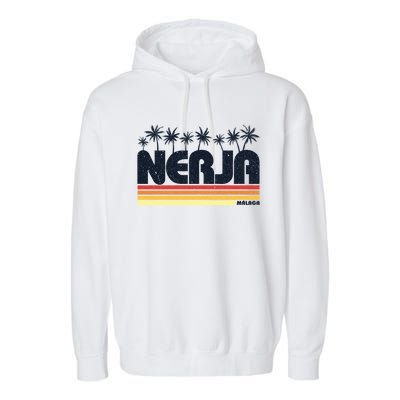 Nerja Malaga Spain Retro Tourism Gift Garment-Dyed Fleece Hoodie