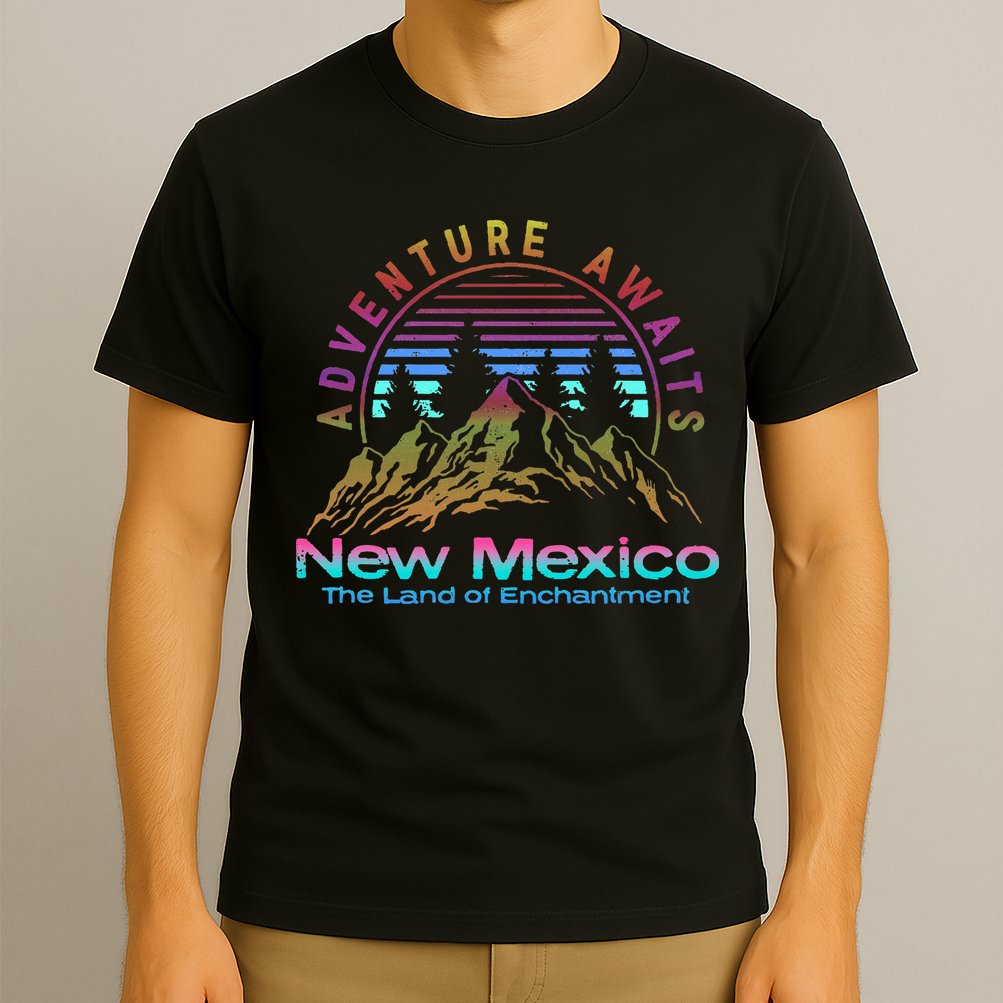 New Mexico State Retro Outdoors & Nm Mountains T-Shirt