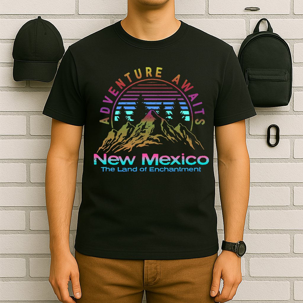 New Mexico State Retro Outdoors & Nm Mountains T-Shirt