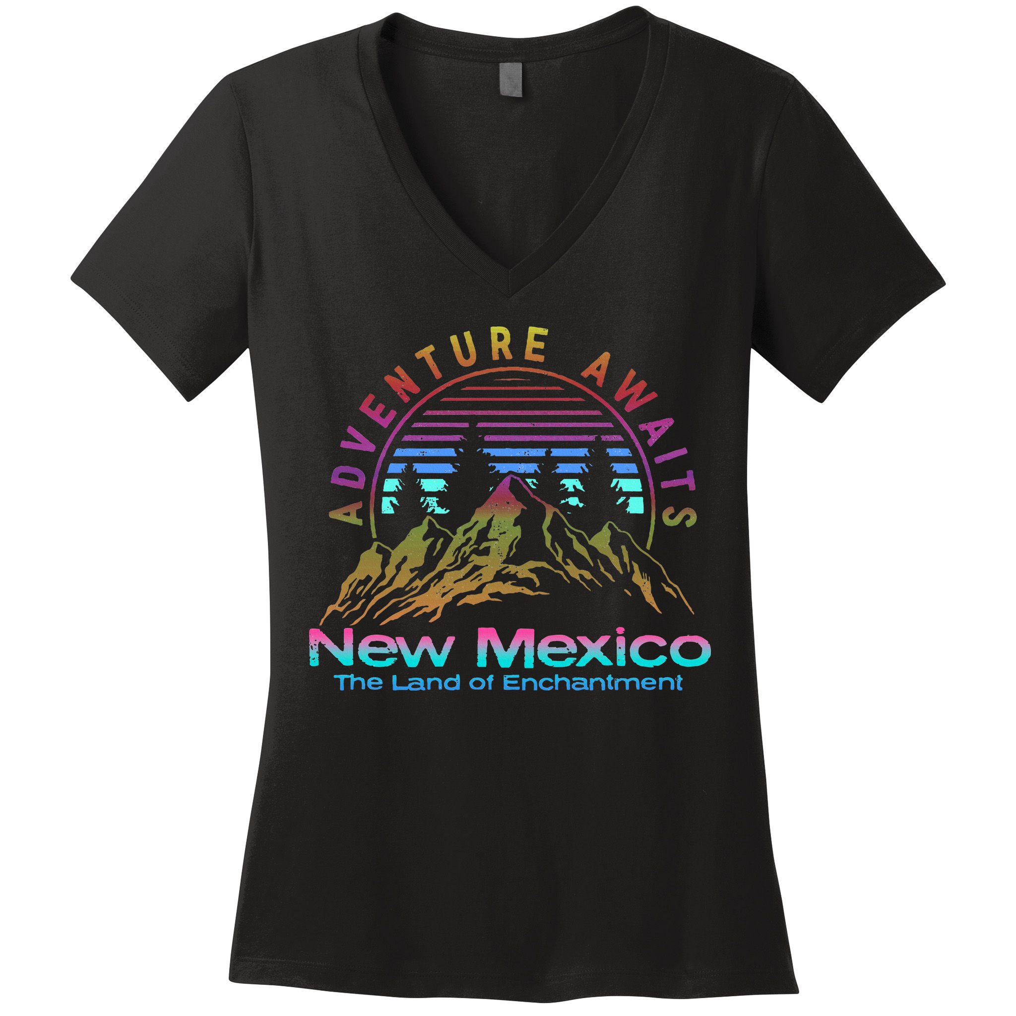 New Mexico State Retro Outdoors & Nm Mountains Women's V-Neck T-Shirt