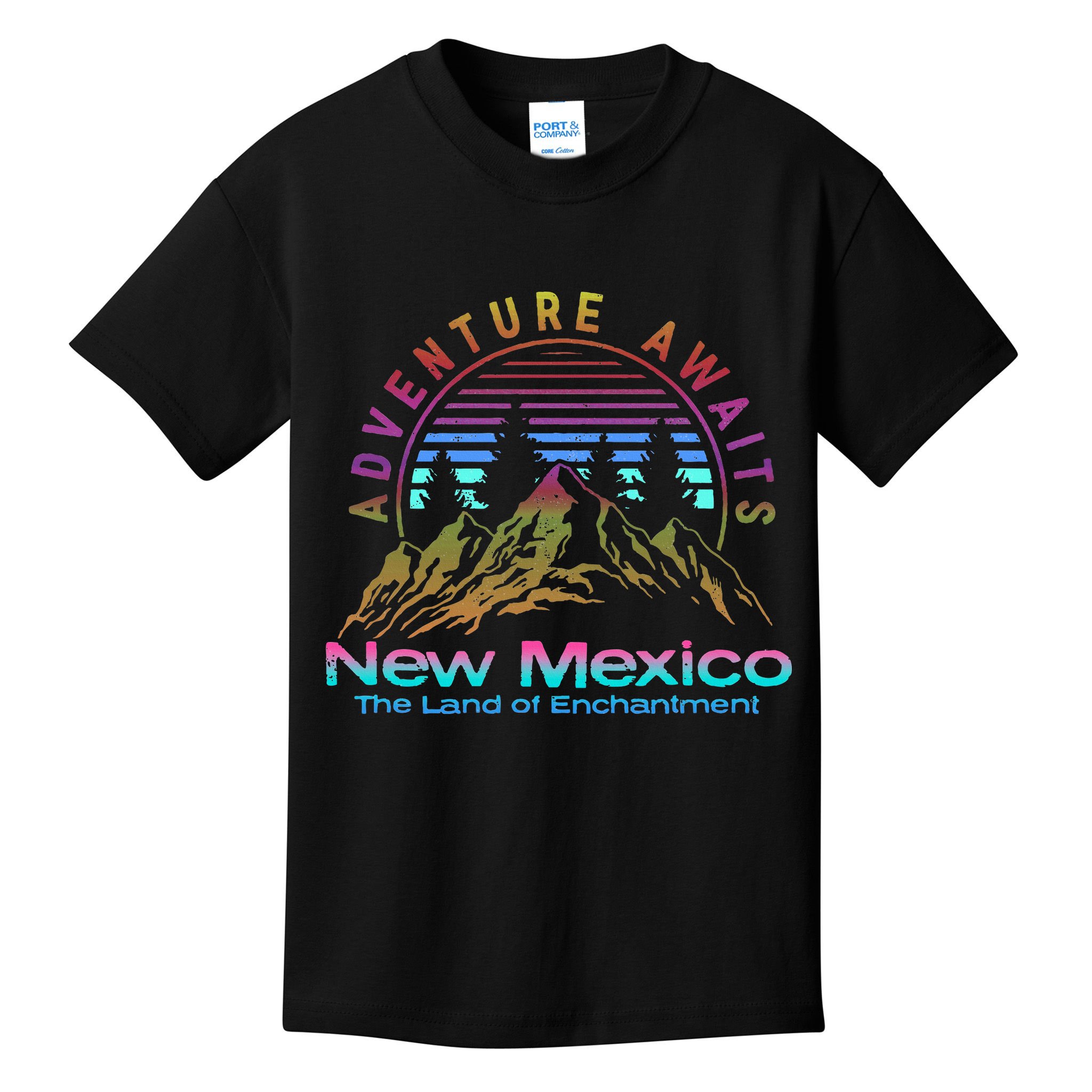 New Mexico State Retro Outdoors & Nm Mountains Kids T-Shirt