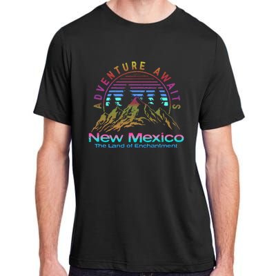 New Mexico State Retro Vintage Outdoors & NM Mountains Adult ChromaSoft Performance T-Shirt