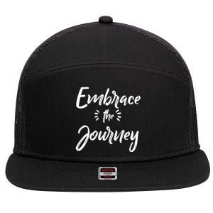 Novelty Motivational Saying Embrace The Journey Meaningful Gift 7 Panel Mesh Trucker Snapback Hat