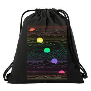 New Mexico State Zia Landscape Line Art Design Drawstring Bag