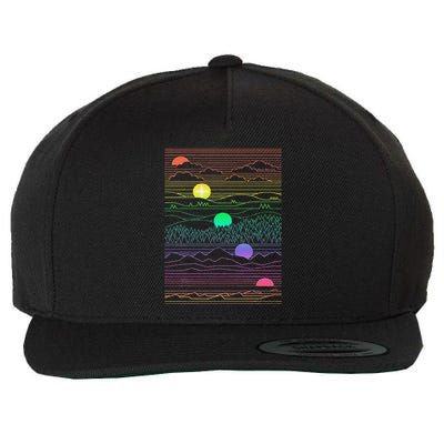 New Mexico State Zia Landscape Line Art Design Wool Snapback Cap