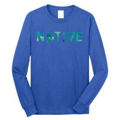 Native Michigander State Map Letter Green Watercolor Art Fan Cute Gift Long Sleeve Shirt