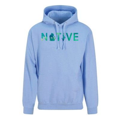 Native Michigander State Map Letter Green Watercolor Art Fan Cute Gift Unisex Surf Hoodie