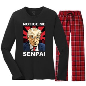 Notice Me Senpai Trump Women's Long Sleeve Flannel Pajama Set 