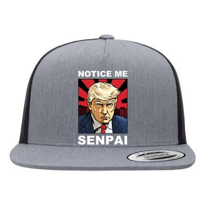 Notice Me Senpai Trump Flat Bill Trucker Hat