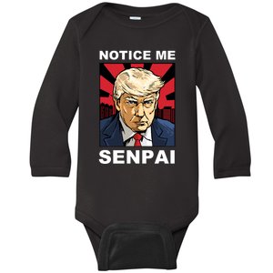 Notice Me Senpai Trump Baby Long Sleeve Bodysuit