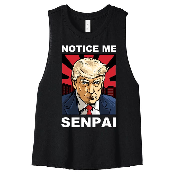 Notice Me Senpai Trump Women's Racerback Cropped Tank