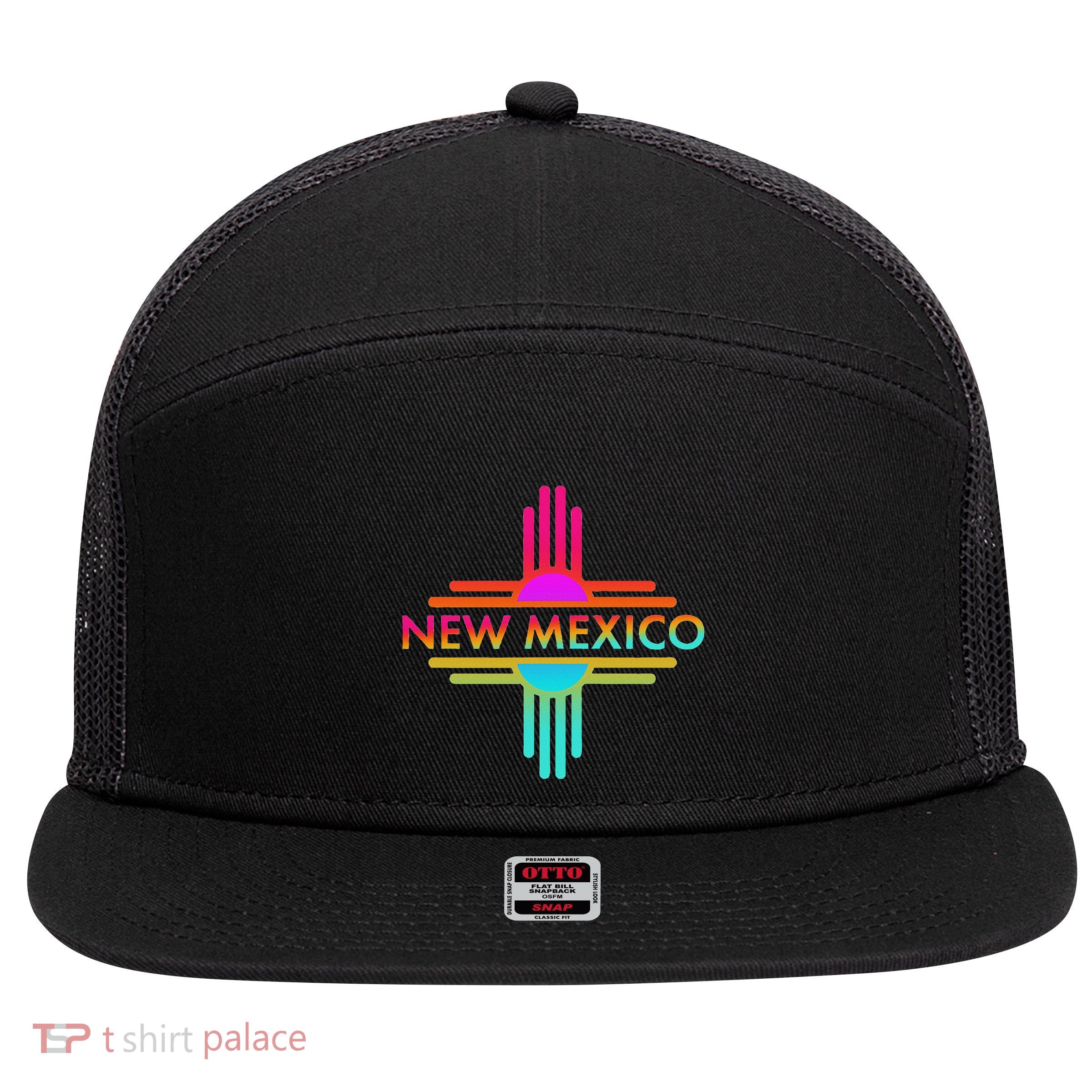 New Mexico State Zia Symbol 7 Panel Mesh Trucker Snapback Hat