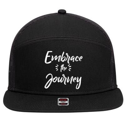 Novelty Motivational Saying Embrace The Journey Gift 7 Panel Mesh Trucker Snapback Hat