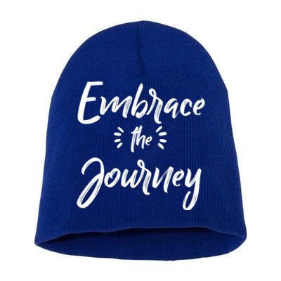 Novelty Motivational Saying Embrace The Journey Gift Short Acrylic Beanie