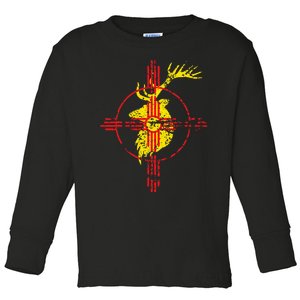 New Mexico State Flag Elk Hunting Zia Symbol Design Toddler Long Sleeve Shirt