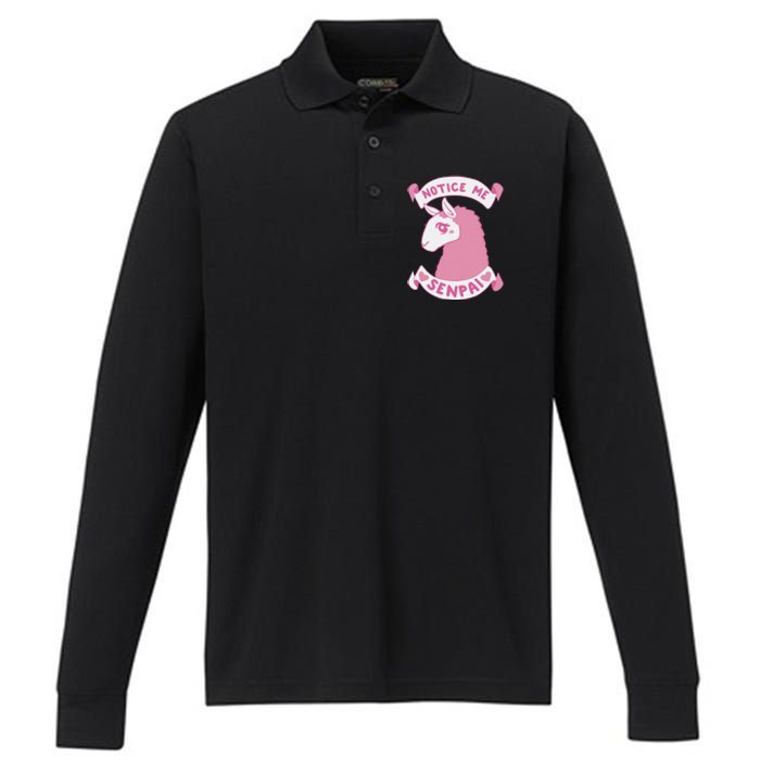 Notice Me Senpai Performance Long Sleeve Polo