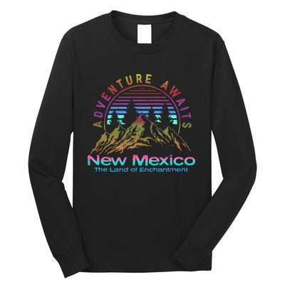 New Mexico State Retro Vintage Outdoors & NM Mountains Long Sleeve Shirt