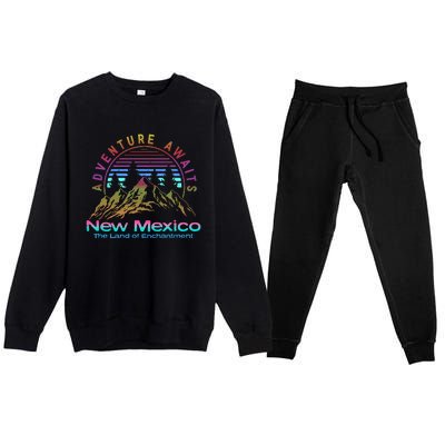 New Mexico State Retro Vintage Outdoors & NM Mountains Premium Crewneck Sweatsuit Set