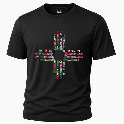 New Mexico State Zia Symbol Floral Print By Mcma Performance Shirt