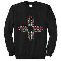 New Mexico State Zia Symbol Floral Print By Mcma Sweatshirt