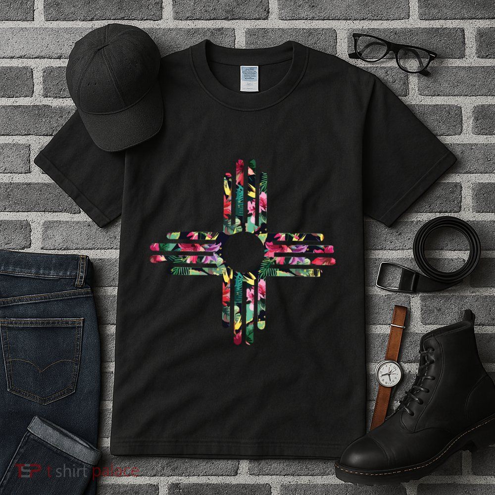 New Mexico State Zia Symbol Floral Print By Mcma Tall T-Shirt
