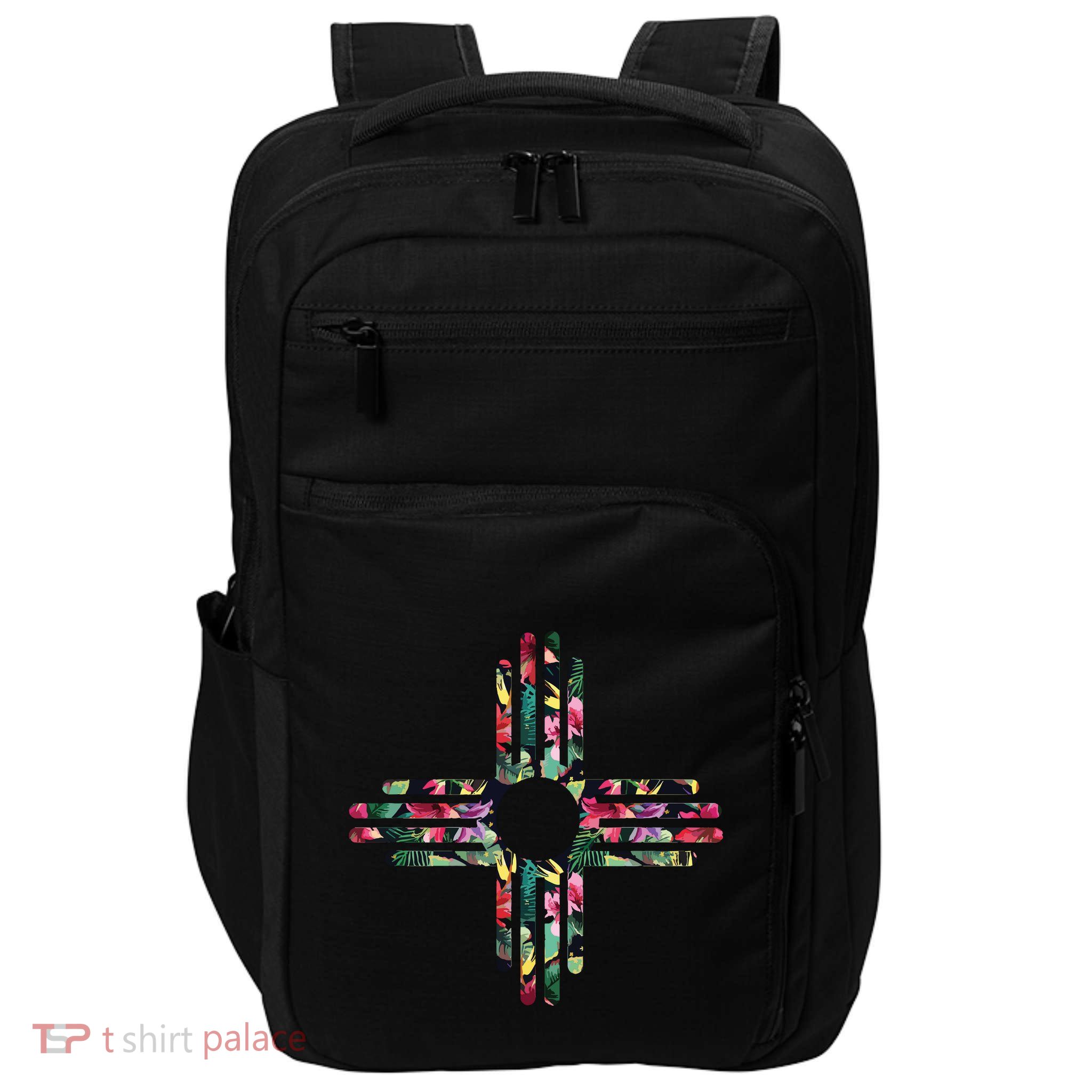 New Mexico State Zia Symbol Floral Print By Mcma Impact Tech Backpack