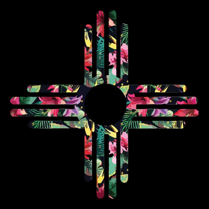 New Mexico State Zia Symbol Floral Print By Mcma Button