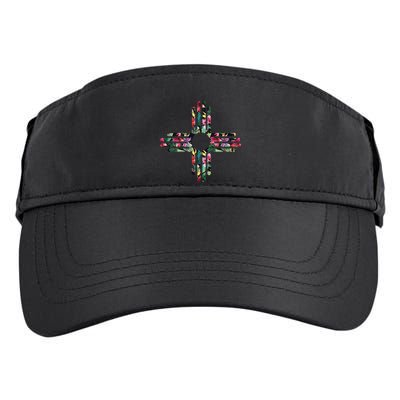 New Mexico State Zia Symbol Floral Print By Mcma Adult Drive Performance Visor