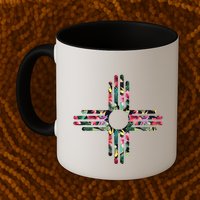New Mexico State Zia Symbol Floral Print By Mcma Mug
